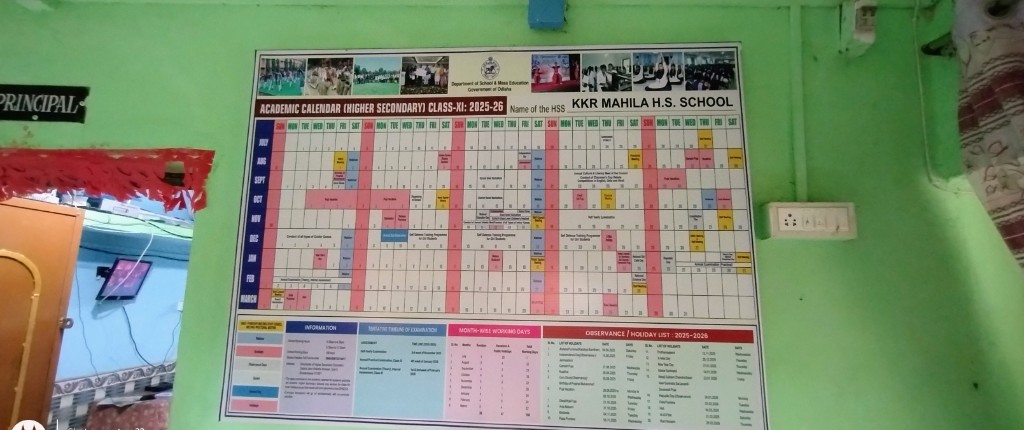 Teaching wall with chalkboard and whiteboards at KKR Mahila HS School